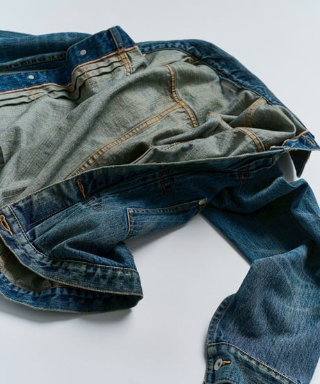 【限定14着】MADE IN YP | RE:LORE『VINTAGE SELVEDGE DENIM JACKET』 MID BLUE｜ポケットにタグ有り
