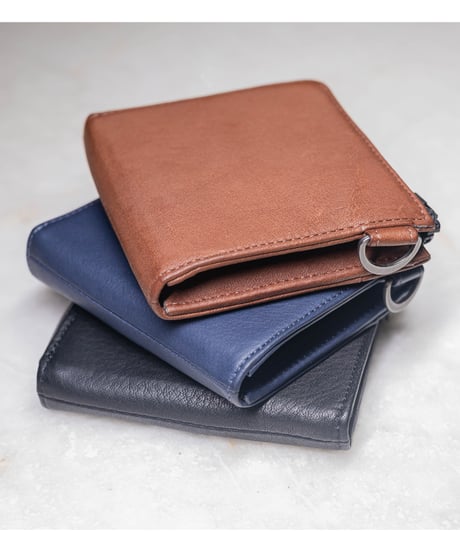 【1秒会計】最小・無くさない！国産の超撥水本革『天才ミニ財布／THE GENIUS WALLET』NAVY