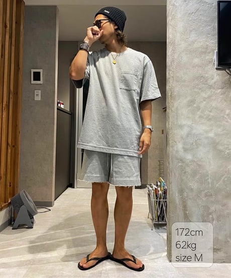 【超撥水・手ぶら】5ポケットスウェットショートパンツ 杢グレーBoxy Cut Off Sweat Short Pants Heather Gray　19S-218