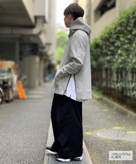 【超撥水・メディアで話題】プルオーバーサイドファスナーパーカー杢グレー Pullover Side Zip Hooded Sweatshirt Heather Gray