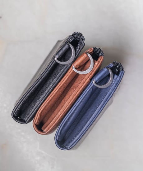 【1秒会計】最小・無くさない！国産の超撥水本革『天才ミニ財布／THE GENIUS WALLET』NAVY