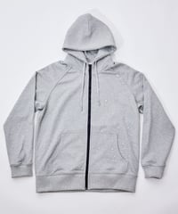 【テレビ掲載・超撥水】高品質の証・フードが立つ／ラグランフロントファスナーパーカー杢グレー　Raglan Zip Hooded Sweatshirt Heather Gray