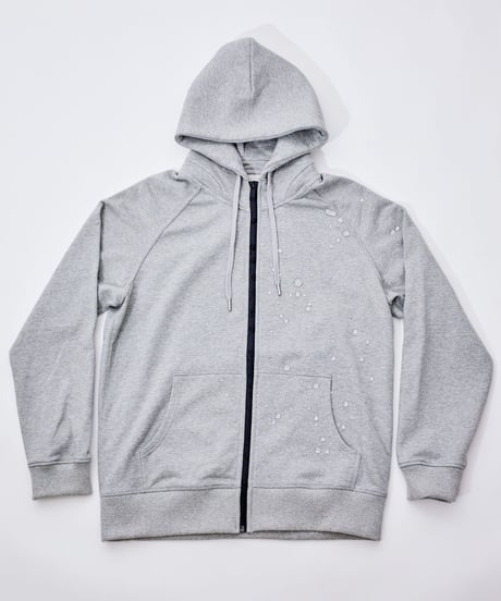 【テレビ掲載・超撥水】高品質の証・フードが立つ／ラグランフロントファスナーパーカー杢グレー　Raglan Zip Hooded Sweatshirt Heather Gray