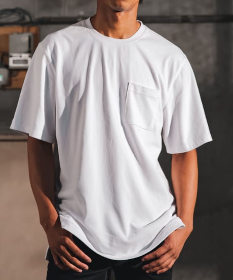 【完売御礼】Box Pocket Side Slit Tee White　20S-101