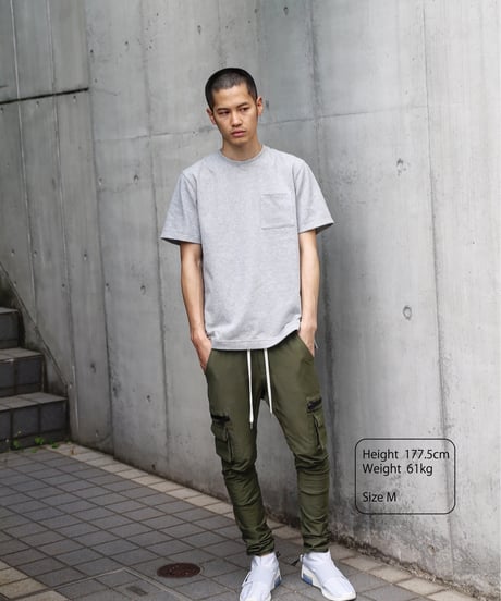 【XL1着限定】【テレビで話題・汗ジミにならない】Box Pocket Side Slit Tee Heather Gray　19S-108