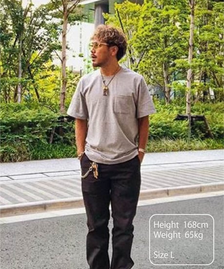 【XL1着限定】【テレビで話題・汗ジミにならない】Box Pocket Side Slit Tee Heather Gray　19S-108
