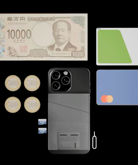 【限定公開・特別価格】意匠登録済｜スマホスタンド・リング・財布の３WAY｜硬貨も入る、厚さ６mmのコンパクトウォレット