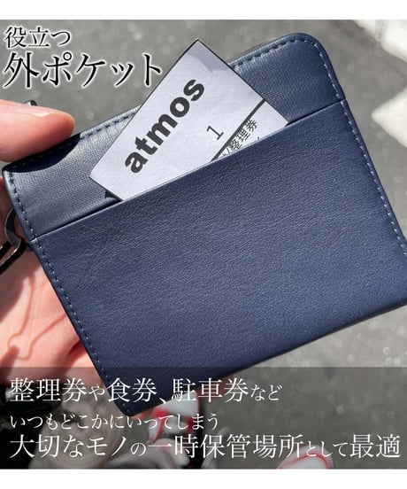 【1秒会計】最小・無くさない！国産の超撥水本革『天才ミニ財布／THE GENIUS WALLET』NAVY