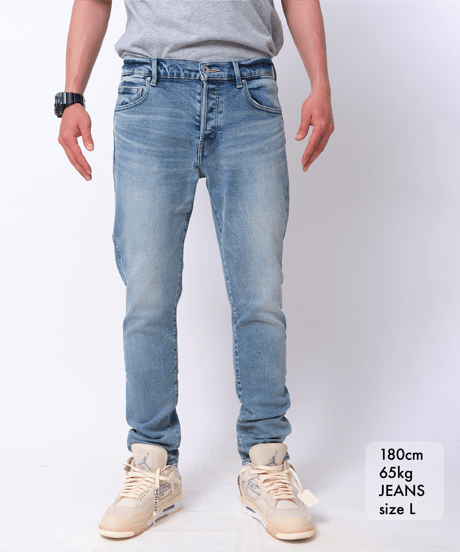 【ラスト1着・超撥水・脚長効果】14.5OZ／ヘビーオンスハイパーストレッチデニムパンツ Vintage Light Blue／ライトブルー／淡色