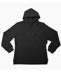 【超撥水・メディアで話題】プルオーバーサイドファスナーパーカー黒／ブラック Pullover Side Zip Hooded Sweatshirt BLACK