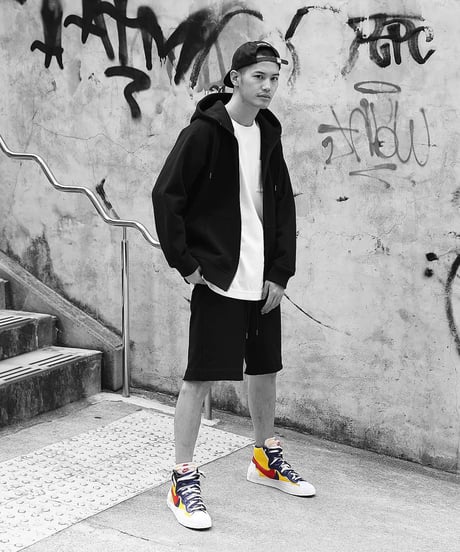 【超撥水・手ぶら】5ポケットスウェットショートパンツ ブラック 黒 Boxy Cut Off Sweat Short Pants Black　19S-218