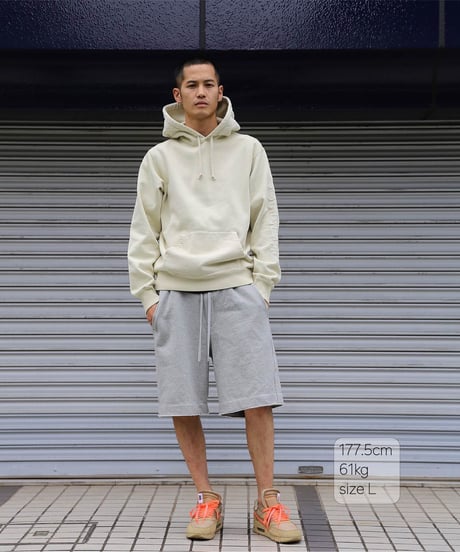 【超撥水・手ぶら】5ポケットスウェットショートパンツ 杢グレーBoxy Cut Off Sweat Short Pants Heather Gray　19S-218