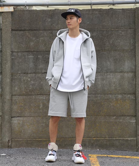 【テレビ掲載・超撥水】高品質の証・フードが立つ／ラグランフロントファスナーパーカー杢グレー　Raglan Zip Hooded Sweatshirt Heather Gray