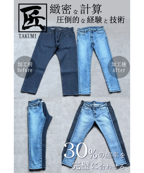 【最後の2着｜再入荷なし】ご支援額：1,000万円超／世界陸上メダリストが本気で走れる／2倍のび〜る超撥水デニム『GUM-GUM JEANS』BLUE／ミッドブルー／加工有りヴィンテージカラー