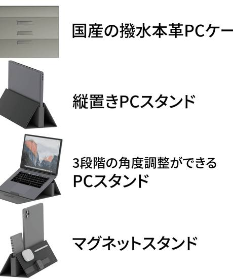 【特許取得】快適性を極めたPCケースの最高到達点／4WAY撥水本革パソコンケース／LEATHER ORIGAMI®