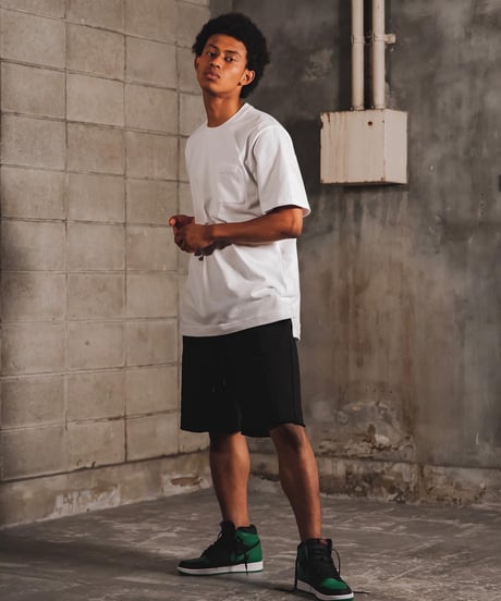 【超撥水・手ぶら】5ポケットスウェットショートパンツ ブラック 黒 Boxy Cut Off Sweat Short Pants Black　19S-218