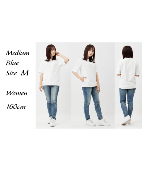 【特許超撥水】脚を長く・まっすぐ・美しく魅せる神JEANS WOMENミッドブルー／脚痩せ効果抜群／MID BLUE／ヴィンテージカラー