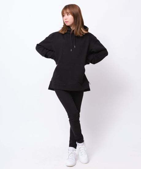 【超撥水】Pullover Side Zip Hooded Sweatshirt BLK　19S-103