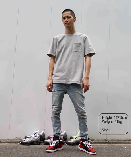 【XL1着限定】【テレビで話題・汗ジミにならない】Box Pocket Side Slit Tee Heather Gray　19S-108