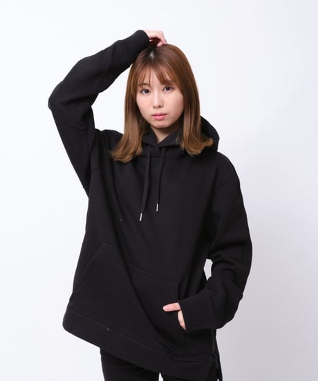 【超撥水】Pullover Side Zip Hooded Sweatshirt BLK　19S-103