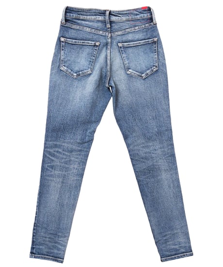【特許超撥水】脚を長く・まっすぐ・美しく魅せる神JEANS WOMENミッドブルー／脚痩せ効果抜群／MID BLUE／ヴィンテージカラー