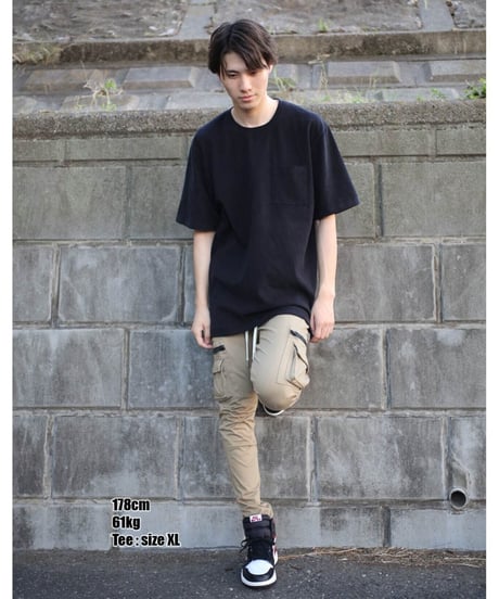 【フジテレビ・チョコプラさん着用】元祖・超撥水Tシャツ／再入荷不可・特別価格・メディア多数掲載／Box Pocket Side Slit Tee Black