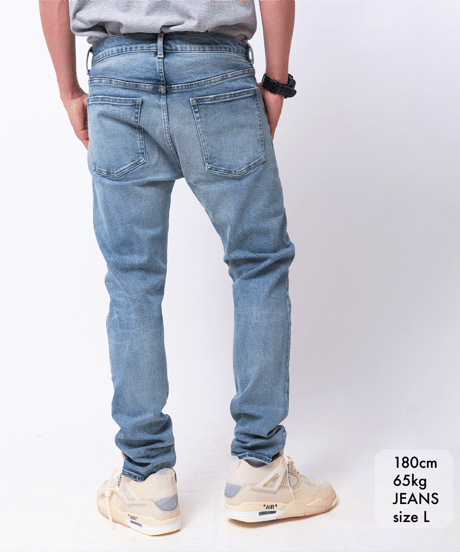【ラスト1着・超撥水・脚長効果】14.5OZ／ヘビーオンスハイパーストレッチデニムパンツ Vintage Light Blue／ライトブルー／淡色