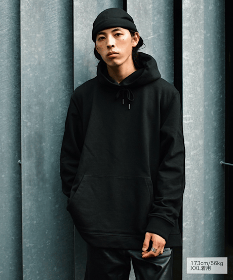 【超撥水・メディアで話題】プルオーバーサイドファスナーパーカー黒／ブラック Pullover Side Zip Hooded Sweatshirt BLACK
