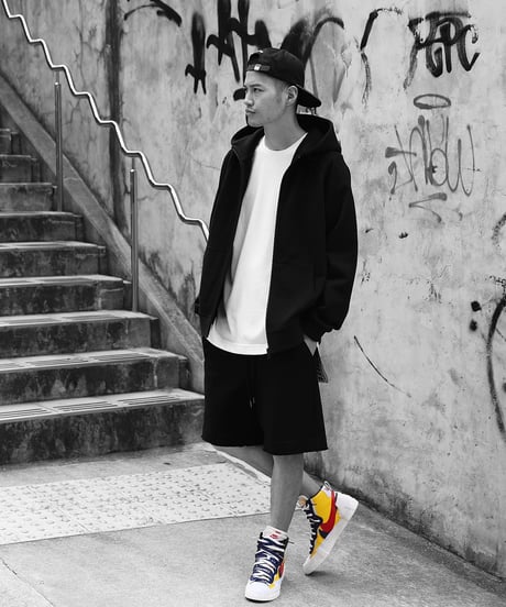 【超撥水・手ぶら】5ポケットスウェットショートパンツ ブラック 黒 Boxy Cut Off Sweat Short Pants Black　19S-218