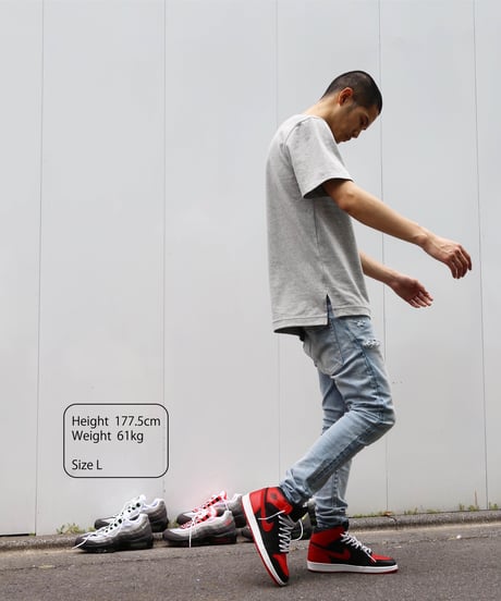 【XL1着限定】【テレビで話題・汗ジミにならない】Box Pocket Side Slit Tee Heather Gray　19S-108