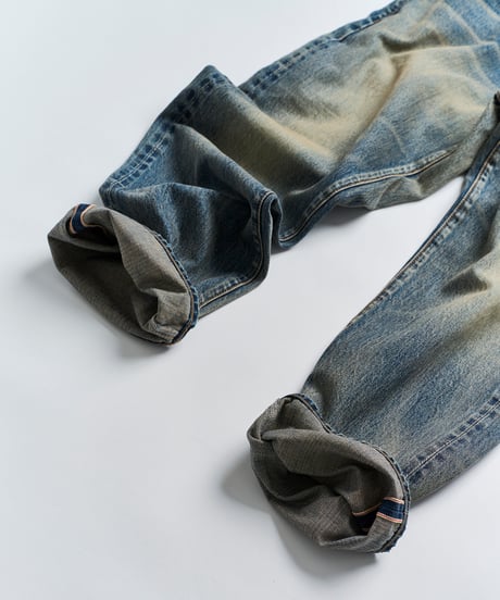 【限定6着】MADE IN YP | RE:LORE『VINTAGE SELVEDGE JEANS』 MID BLUE｜後ろ右ポケットにタグ付き