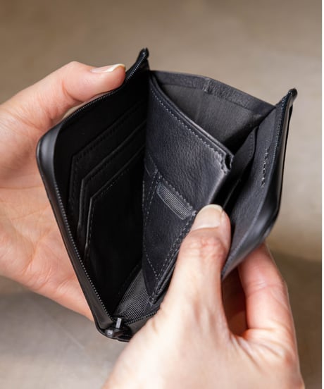 【1秒会計】最小・無くさない！国産の超撥水本革『天才ミニ財布／THE GENIUS WALLET』BLACK