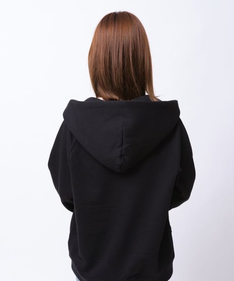 【超撥水】フードが立つ上質素材を使用したZIP UPパーカー／Raglan Zip Hooded Sweatshirt Black