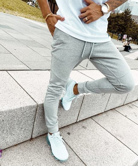 【奇跡の再入荷・1着限定】脚が長く見える5ポケットスウェットパンツ／Slim-fit Tapered Sweat Pants 杢グレー／GREY