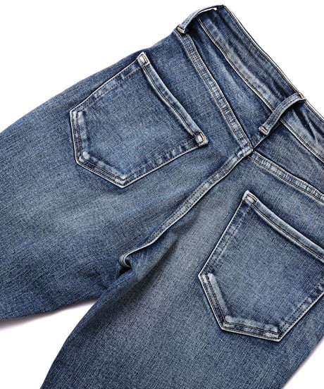 【特許超撥水】脚を長く・まっすぐ・美しく魅せる神JEANS WOMENミッドブルー／脚痩せ効果抜群／MID BLUE／ヴィンテージカラー