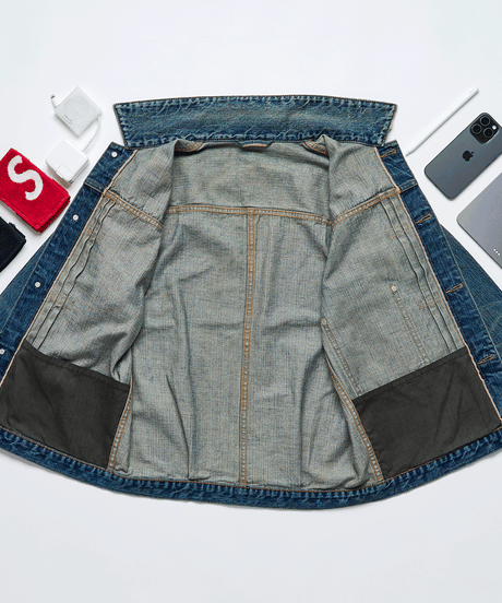 【限定14着】MADE IN YP | RE:LORE『VINTAGE SELVEDGE DENIM JACKET』 MID BLUE｜ポケットにタグ有り