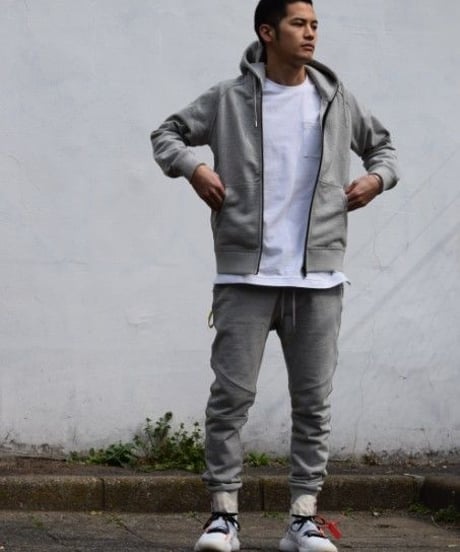 【奇跡の再入荷・1着限定】脚が長く見える5ポケットスウェットパンツ／Slim-fit Tapered Sweat Pants 杢グレー／GREY