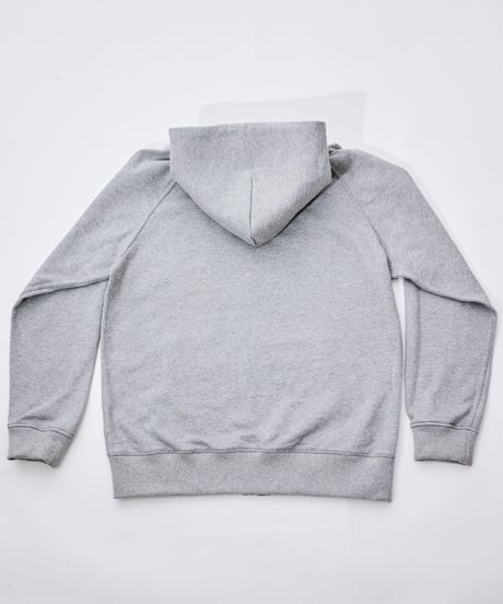 【テレビ掲載・超撥水】高品質の証・フードが立つ／ラグランフロントファスナーパーカー杢グレー　Raglan Zip Hooded Sweatshirt Heather Gray