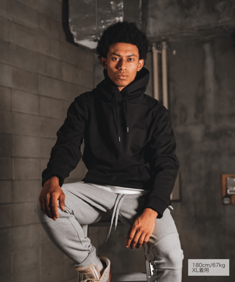 【超撥水・メディアで話題】プルオーバーサイドファスナーパーカー黒／ブラック Pullover Side Zip Hooded Sweatshirt BLACK
