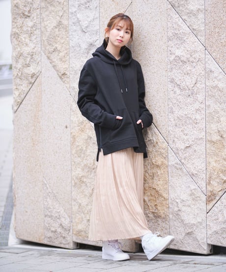【超撥水】Pullover Side Zip Hooded Sweatshirt BLK　19S-103