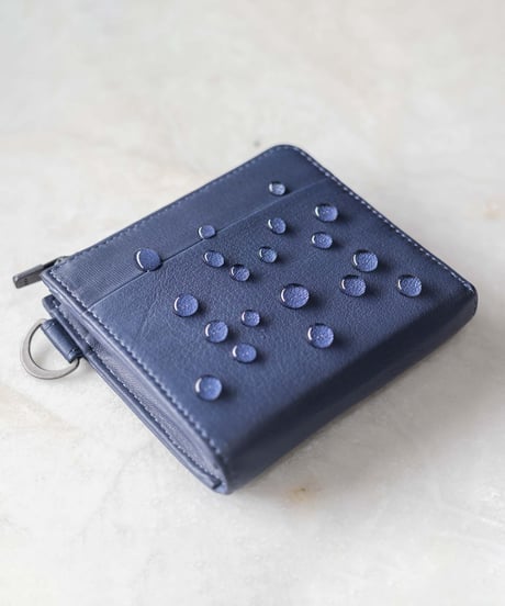 【1秒会計】最小・無くさない！国産の超撥水本革『天才ミニ財布／THE GENIUS WALLET』NAVY