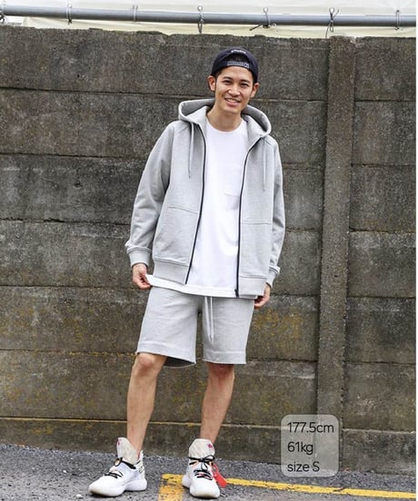 【超撥水・手ぶら】5ポケットスウェットショートパンツ 杢グレーBoxy Cut Off Sweat Short Pants Heather Gray　19S-218