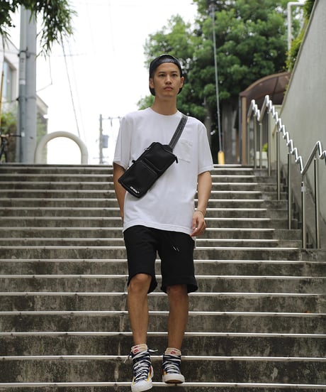 【超撥水・手ぶら】5ポケットスウェットショートパンツ ブラック 黒 Boxy Cut Off Sweat Short Pants Black　19S-218