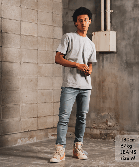 【ラスト1着・超撥水・脚長効果】14.5OZ／ヘビーオンスハイパーストレッチデニムパンツ Vintage Light Blue／ライトブルー／淡色