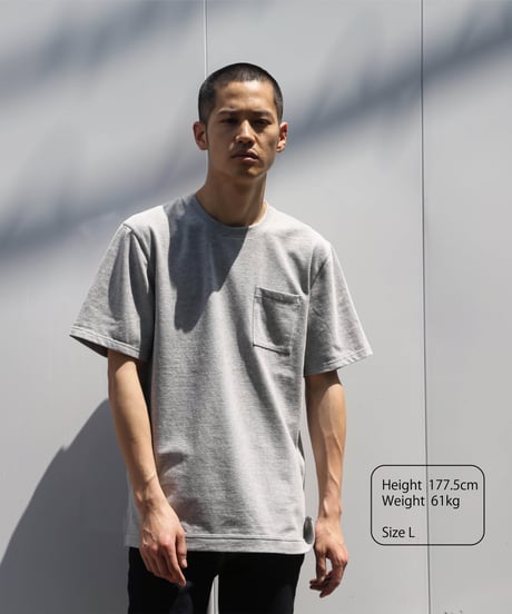 【XL1着限定】【テレビで話題・汗ジミにならない】Box Pocket Side Slit Tee Heather Gray　19S-108