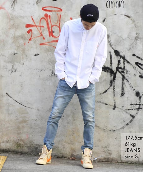 【ラスト1着・超撥水・脚長効果】14.5OZ／ヘビーオンスハイパーストレッチデニムパンツ Vintage Light Blue／ライトブルー／淡色