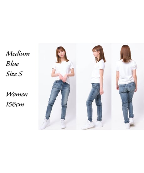 【特許超撥水】脚を長く・まっすぐ・美しく魅せる神JEANS WOMENミッドブルー／脚痩せ効果抜群／MID BLUE／ヴィンテージカラー