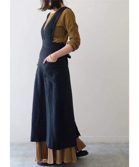 リボンクロスエプロン　ブラック