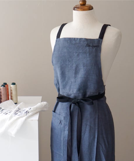 Bon appetit メッセージ刺繍◆①イニシャル選択◆刺繍①と②色選択を一緒にご注文ください