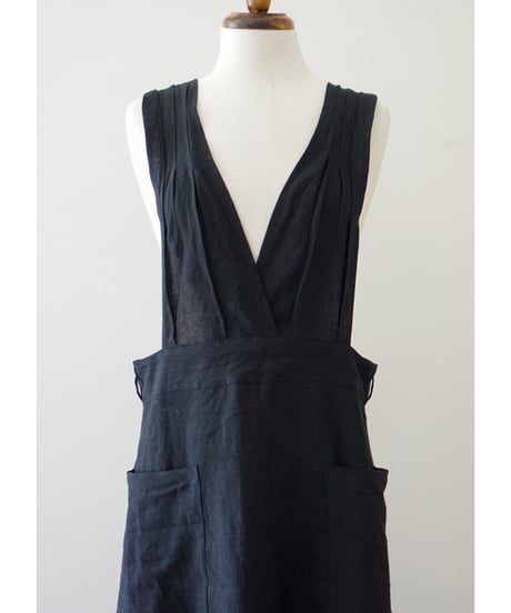 リボンクロスエプロン　ブラック